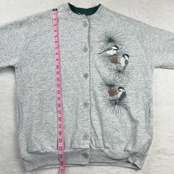 AU Sportswear Vintage Nature Bird Snap Button Sweatshirt Women's size Medium USA - Picture 5 of 7